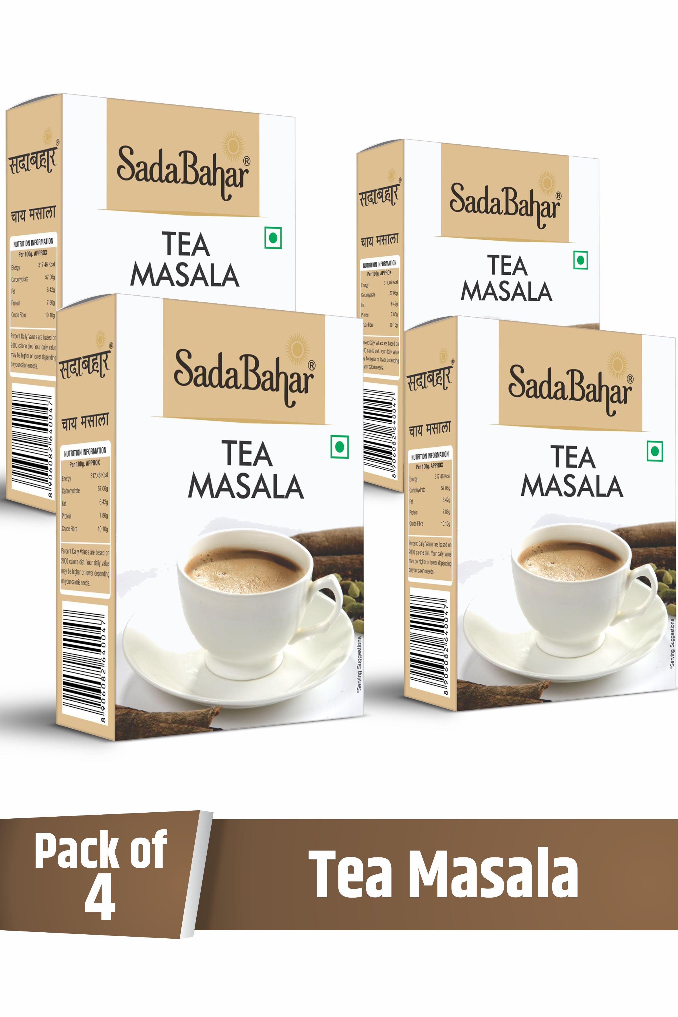 Sadabahar Masale Chai Masala Powder for Tea | Immunity Booster | Tea Masala Powder Pack of 4 | 25gm Each