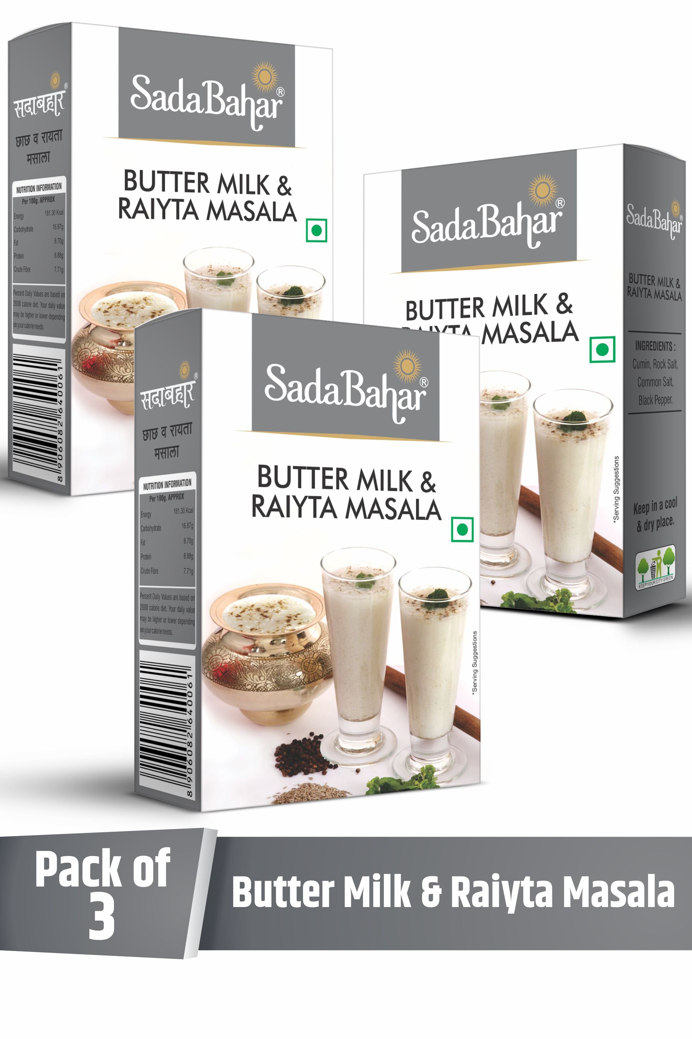 Sadabahar Buttermilk and Raita Masala (Dahi Masala) | Pack of 3 | 100 Grams Each